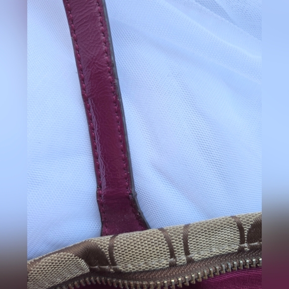 Coach Tan and Red Signature Tote Bag - Picture 10 of 16